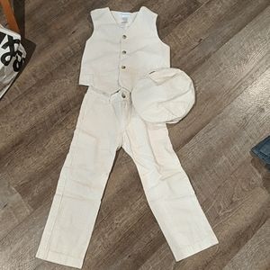 JANIE AND JACK SEERSUCKER SUIT VEST PANTS AND HAT